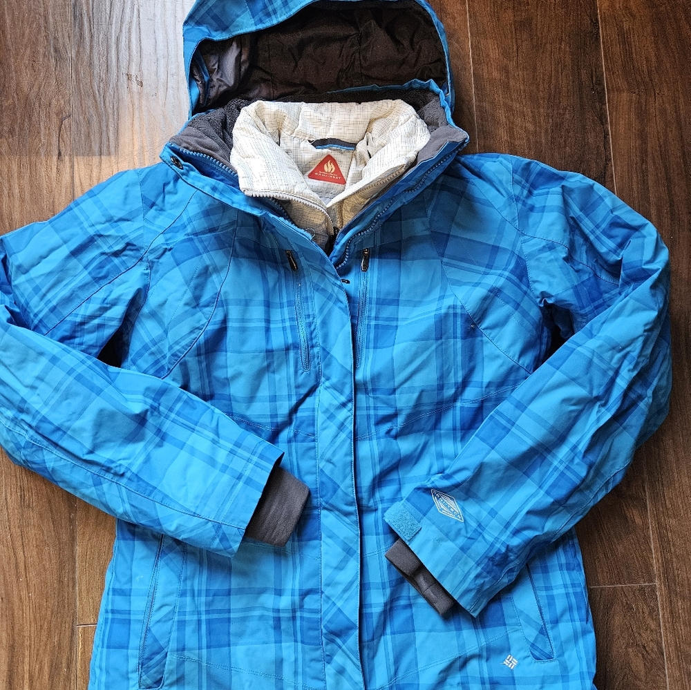 GIRLS Columbia 3-in-1 Omni Heat Coat Sz Large Blue Light Blue with Hood - Picture 6 of 6